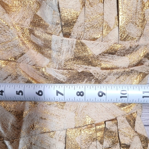 Alberto Makali Women's Cocktail Dress Size 4 Metallic Gold Sash Spaghetti Straps - Picture 12 of 15